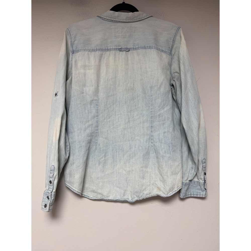 Express Denim Shirt Womens Large Light Blue Good Button Down Cotton Long Sleeve - Picture 6 of 7
